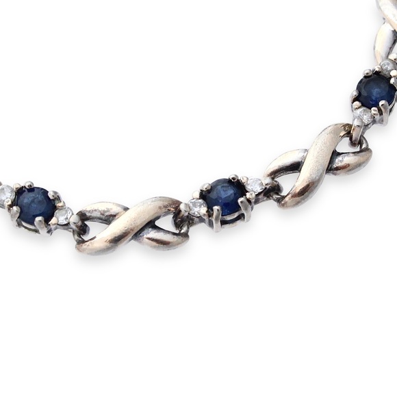 Ross-Simons Cubic Zirconia Sterling Silver Link Bracelet Dark Blue CZ - Picture 2 of 5